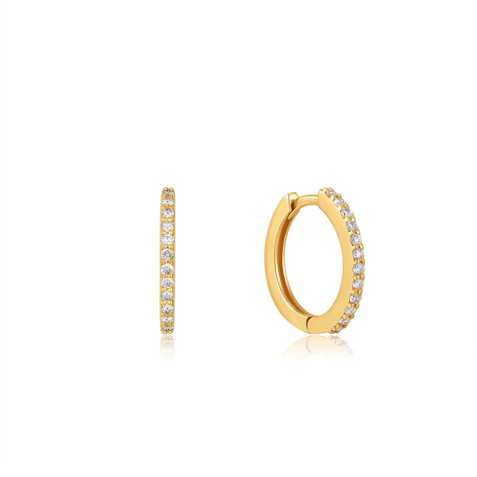 Ania Haie 14kt Gold Natural Diamond Huggie Hoop Earrings - Dracakis Jewellers