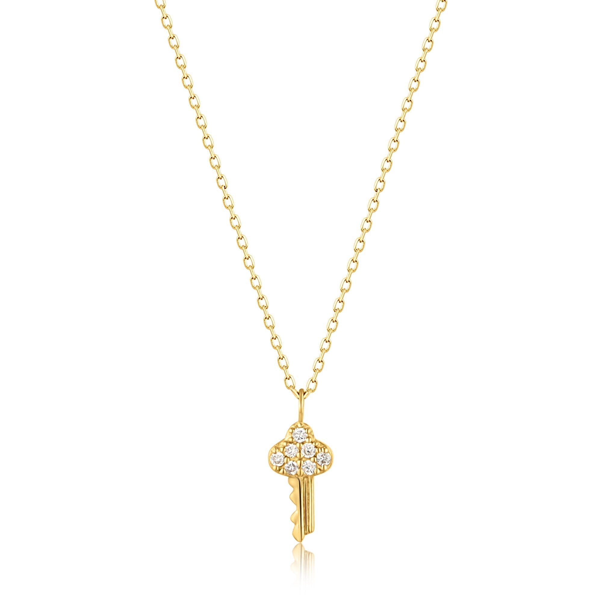 Ania Haie 14kt Gold Natural Diamond Key Necklace - Dracakis Jewellers