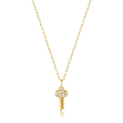 Ania Haie 14kt Gold Natural Diamond Key Necklace - Dracakis Jewellers