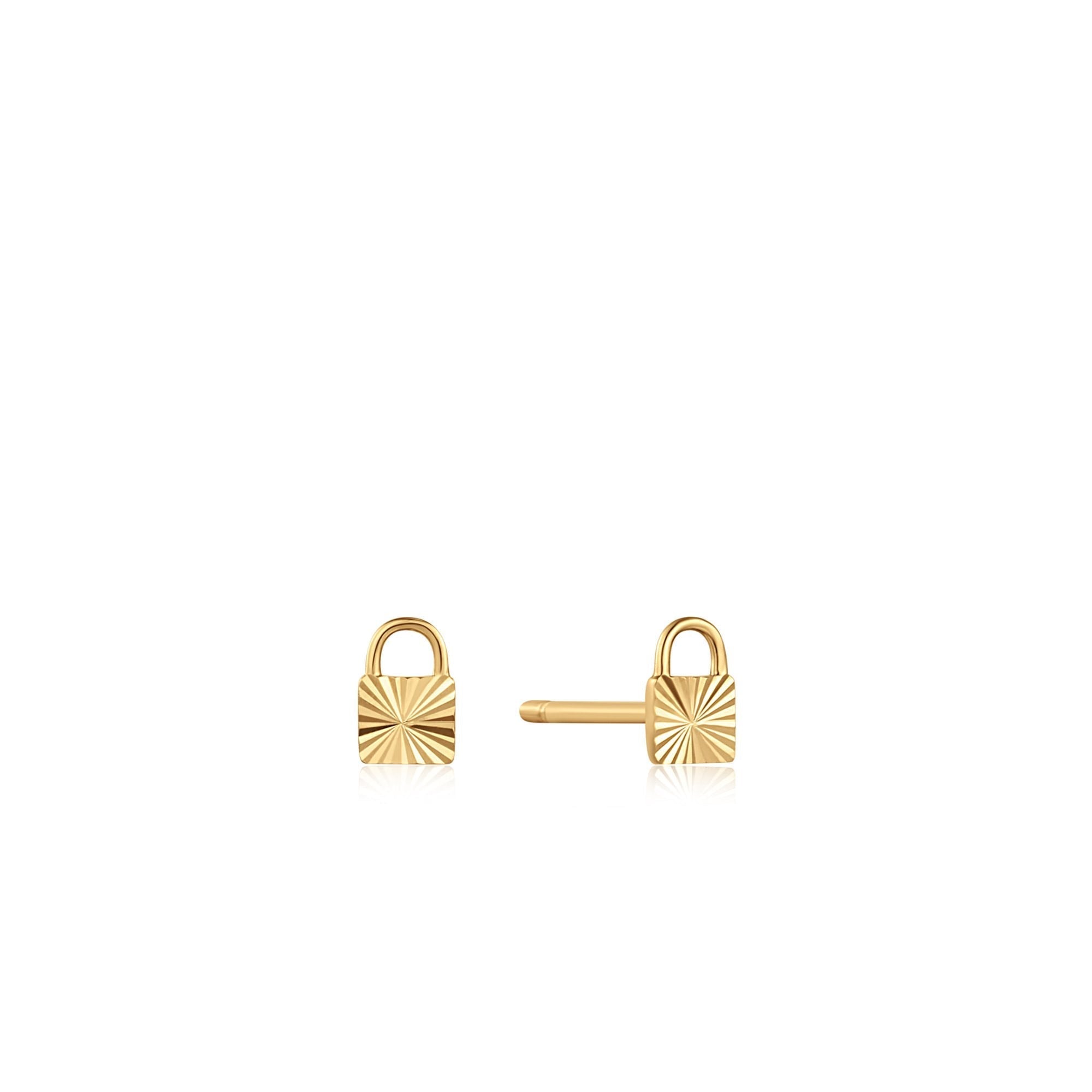 Ania Haie 14kt Gold Padlock Stud Earrings - Dracakis Jewellers