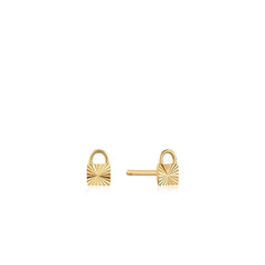 Ania Haie 14kt Gold Padlock Stud Earrings - Dracakis Jewellers