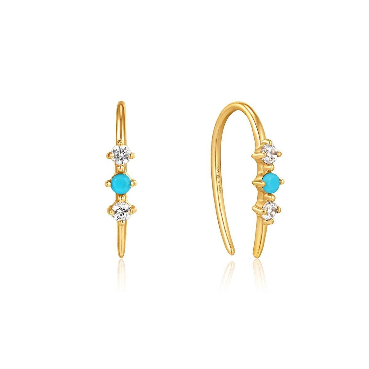 Ania Haie 14kt Gold Turquoise Cabochon and White Sapphire Hook Earrings - Dracakis Jewellers