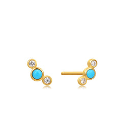 Ania Haie 14kt Gold Turquoise Cabochon and White Sapphire Stud Earrings - Dracakis Jewellers