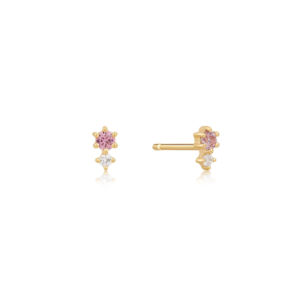 Ania Haie 14kt Gold White and Pink Sapphire Stud Earrings - Dracakis Jewellers