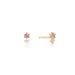 Ania Haie 14kt Gold White and Pink Sapphire Stud Earrings - Dracakis Jewellers