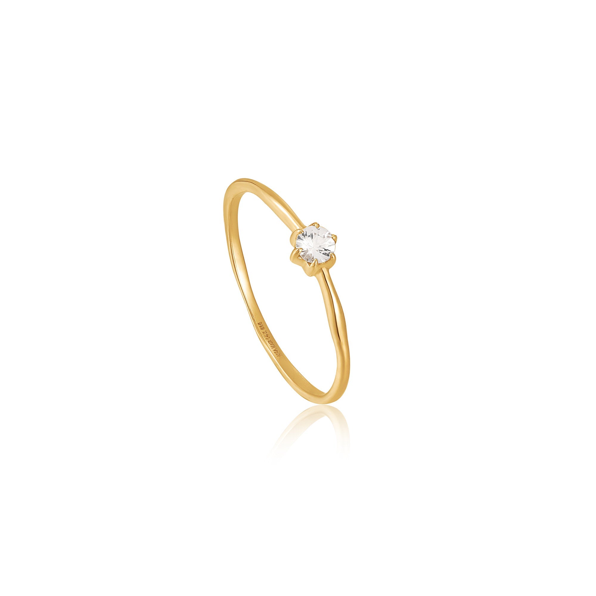 Ania Haie 14kt Gold White Sapphire Band Ring - Dracakis Jewellers