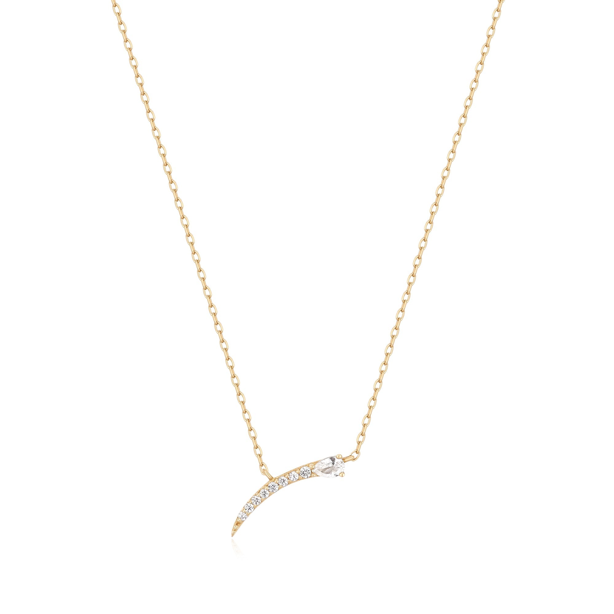 Ania Haie 14kt Gold White Sapphire Bar Pendant Necklace - Dracakis Jewellers