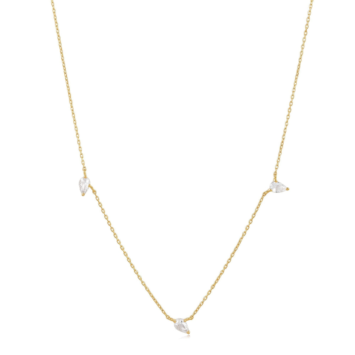 Ania Haie 14kt Gold White Sapphire Drop Necklace - Dracakis Jewellers