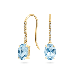 Aquamarine & Diamond Earrings (18ct) - Dracakis Jewellers