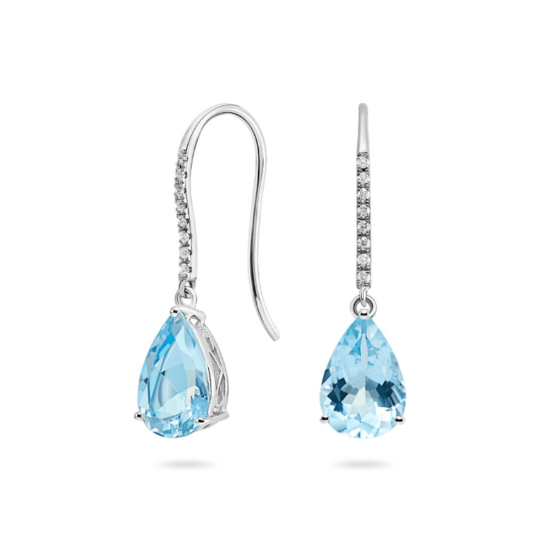 Aquamarine & Diamond Earrings (18ct) - Dracakis Jewellers
