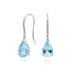 Aquamarine & Diamond Earrings (18ct) - Dracakis Jewellers