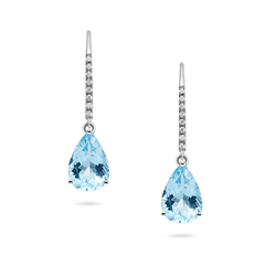 Aquamarine & Diamond Earrings (18ct) - Dracakis Jewellers