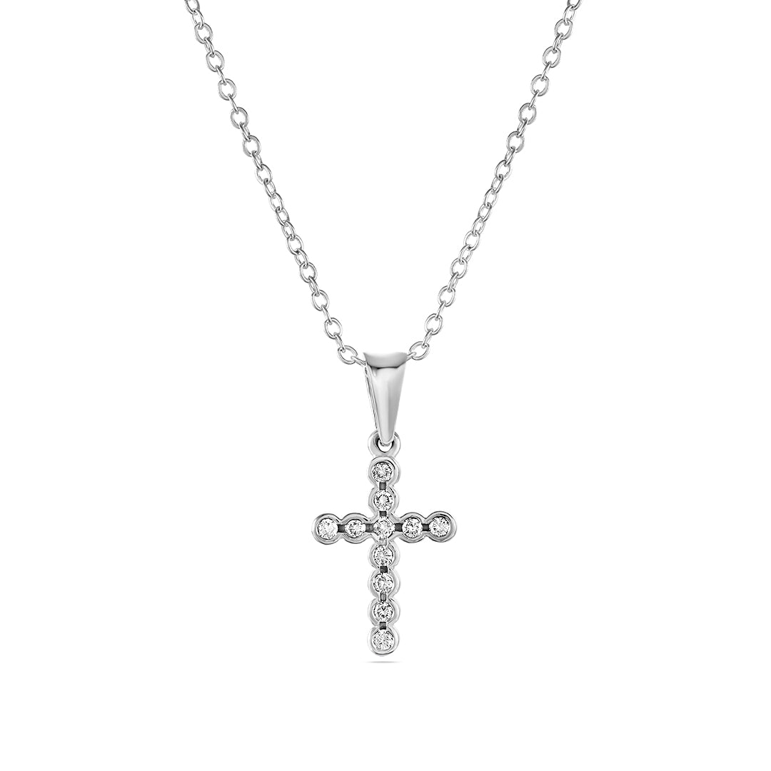 Bezel Set Diamond Cross Pendant - Dracakis Jewellers