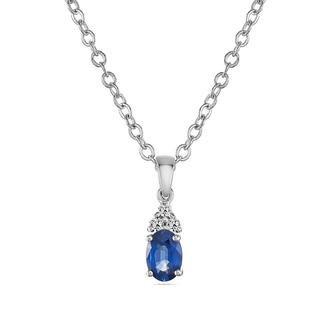 Blue Sapphire and Diamond Pendant - Dracakis Jewellers