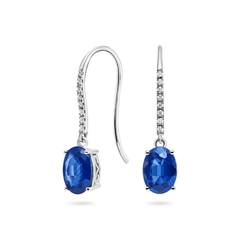 Blue Sapphire & Diamond Earrings (18ct) - Dracakis Jewellers