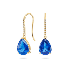 Blue Sapphire & Diamond Earrings (18ct) - Dracakis Jewellers