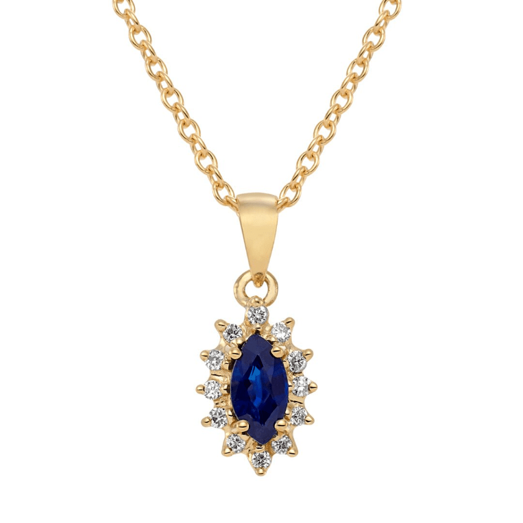 Blue Sapphire & Diamond Pendant - Dracakis Jewellers