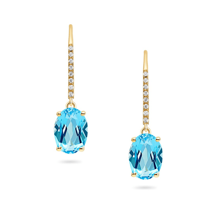 Blue Topaz & Diamond Earrings (18ct) - Dracakis Jewellers