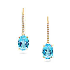 Blue Topaz & Diamond Earrings (18ct) - Dracakis Jewellers