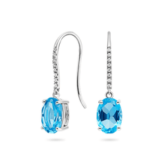 Blue Topaz & Diamond Earrings (18ct) - Dracakis Jewellers