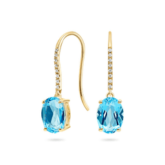 Blue Topaz & Diamond Earrings (18ct) - Dracakis Jewellers