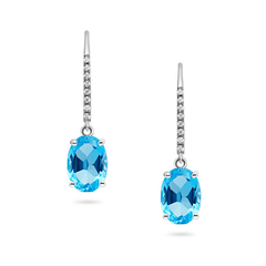 Blue Topaz & Diamond Earrings (18ct) - Dracakis Jewellers