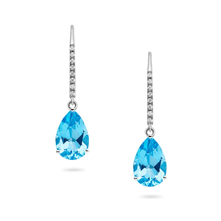 Blue Topaz & Diamond Earrings (18ct) - Dracakis Jewellers