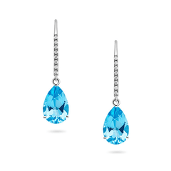 Blue Topaz & Diamond Earrings (18ct) - Dracakis Jewellers