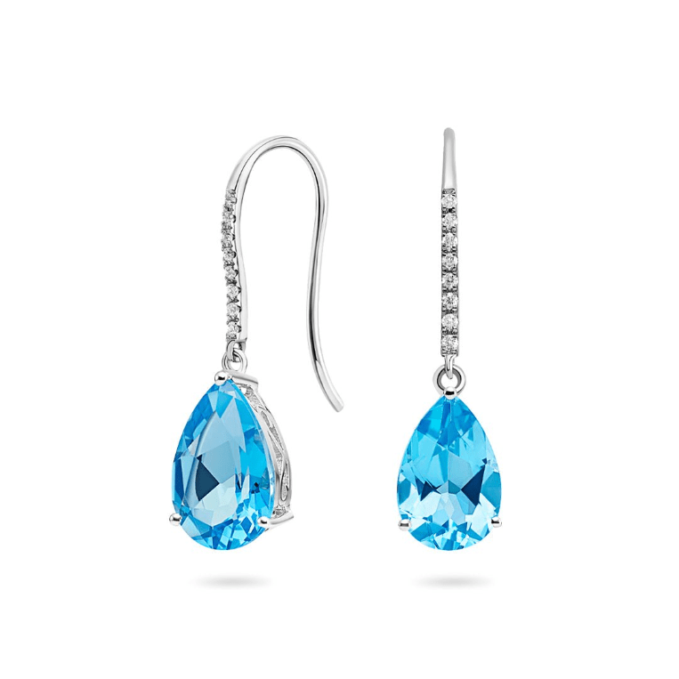 Blue Topaz & Diamond Earrings (18ct) - Dracakis Jewellers
