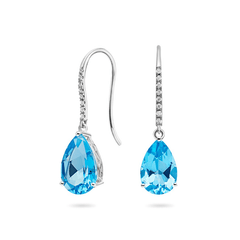 Blue Topaz & Diamond Earrings (18ct) - Dracakis Jewellers