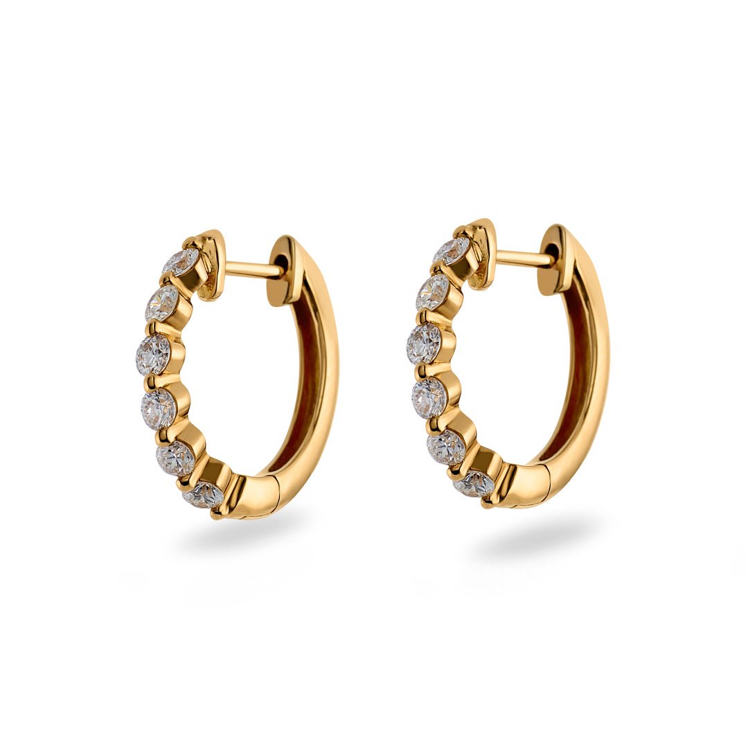 Classic Diamond Huggie Hoop Earrings (0.50ct) - Dracakis Jewellers