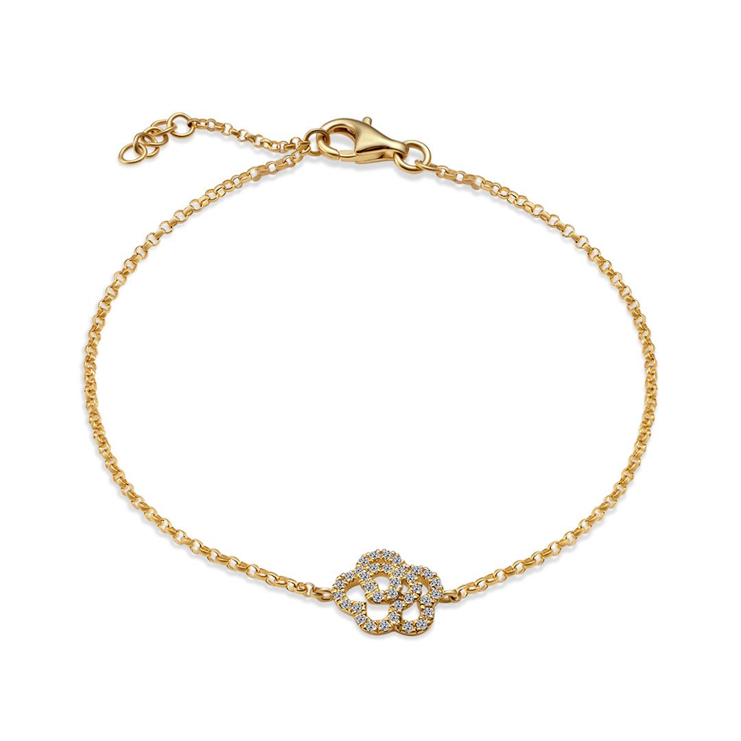 Diamond Open Peony Flower Bracelet - Dracakis Jewellers