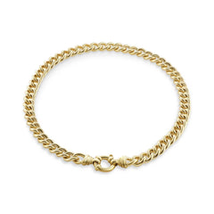 Gold Solid Curb Link Necklace with Bolt Ring - Dracakis Jewellers