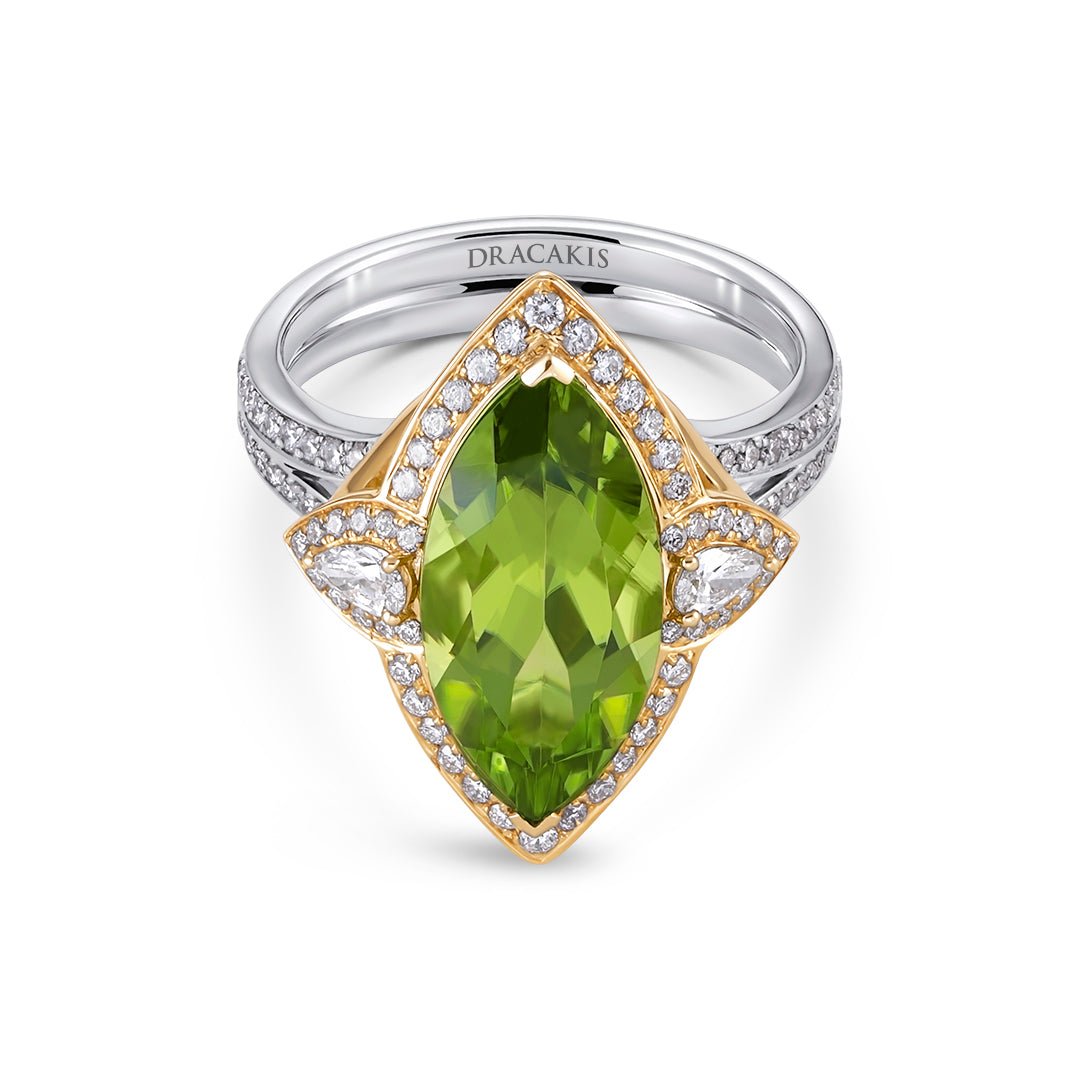 Peridot & Diamond Halo Ring - Dracakis Jewellers