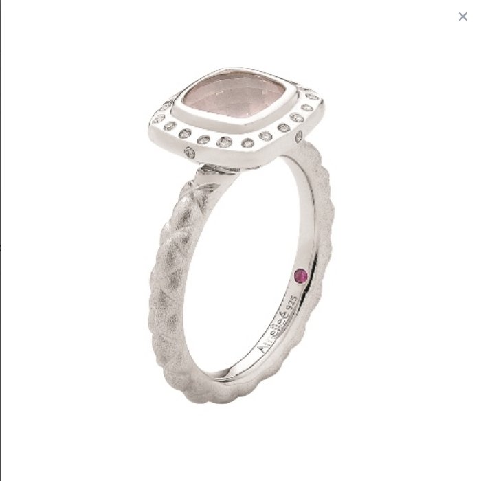 Rose Quartz, White Topaz & Silver Dress Ring - Dracakis Jewellers