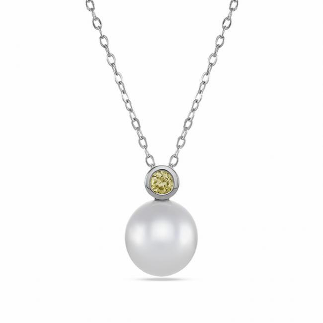 South Sea Pearl and Yellow Diamond Pendant - Dracakis Jewellers