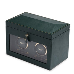 Wolf Brit Racing Green Double Watch Winder - Dracakis Jewellers