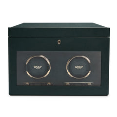 Wolf Brit Racing Green Double Watch Winder - Dracakis Jewellers