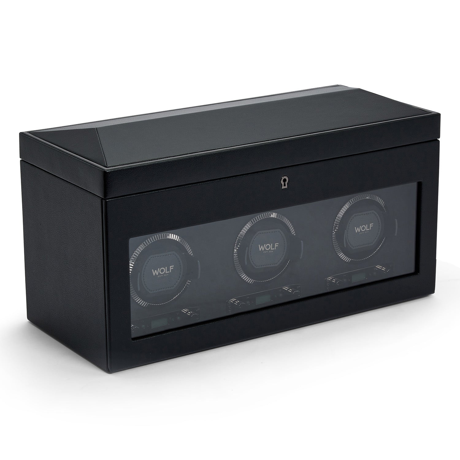 Wolf British Racing Triple Watch Winder with Storage Black - Dracakis Jewellers