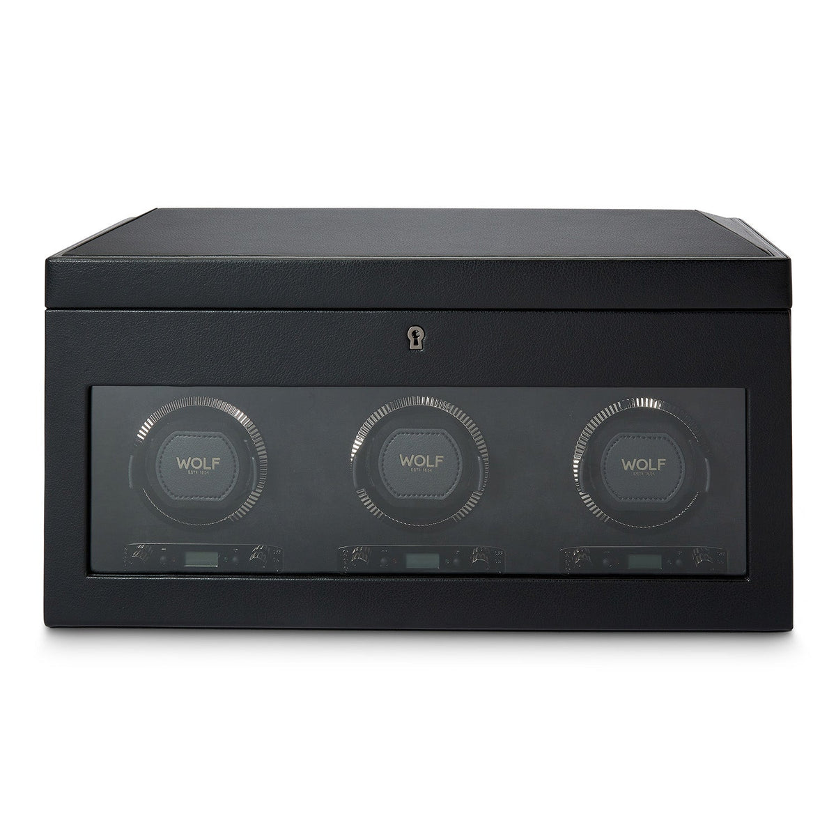 Wolf British Racing Triple Watch Winder with Storage Black - Dracakis Jewellers