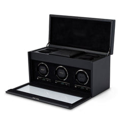 Wolf British Racing Triple Watch Winder with Storage Black - Dracakis Jewellers