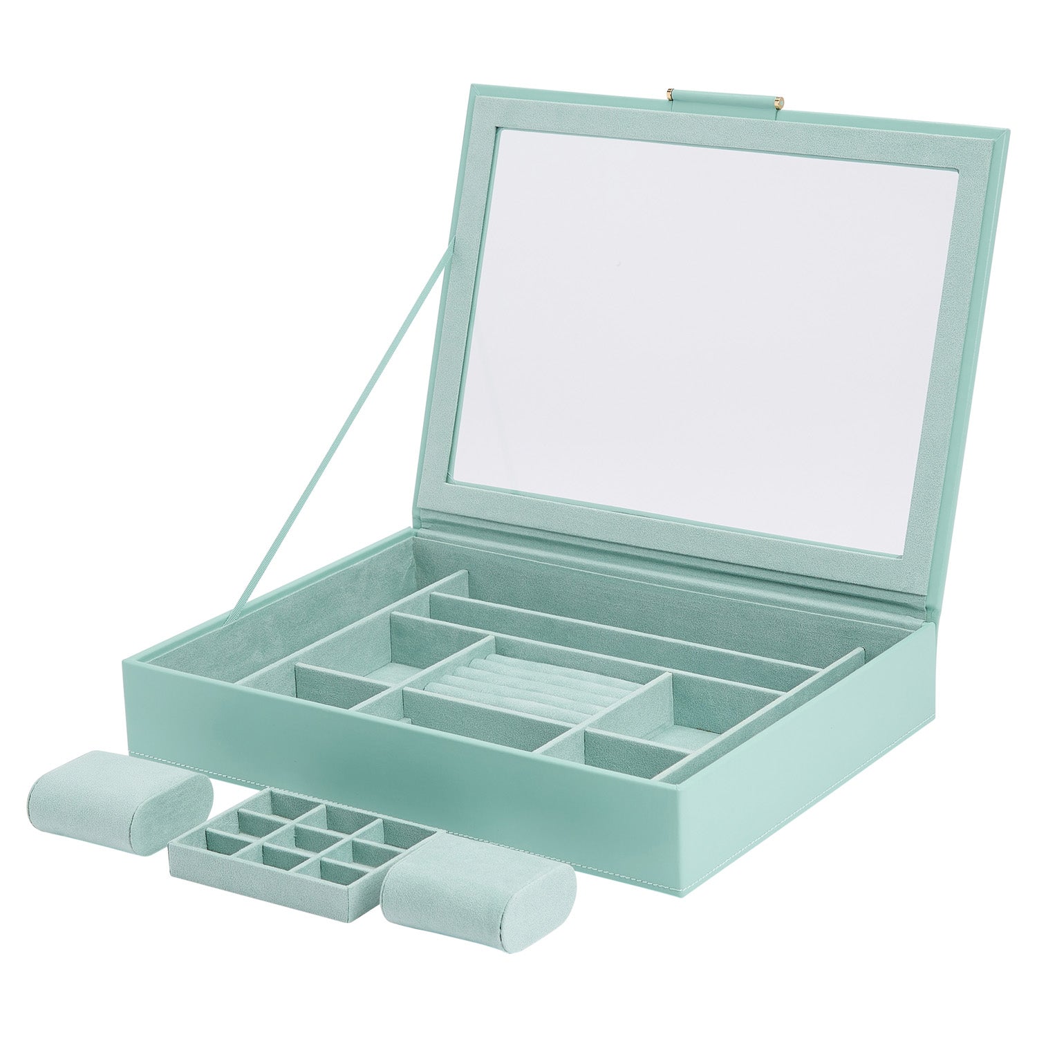 Wolf Sophia Jewellery Box with Window Jade - Dracakis Jewellers