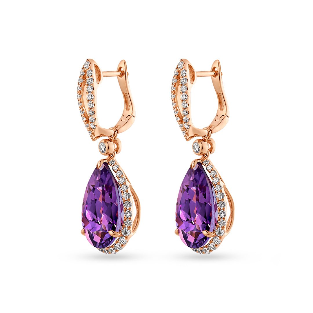 Amethyst & Diamond Earrings - Dracakis Jewellers