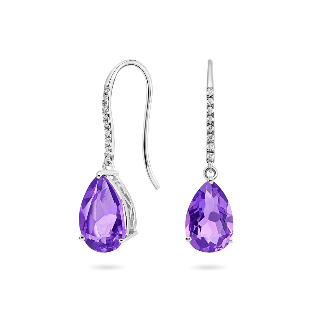 Amethyst & Diamond Earrings - Dracakis Jewellers