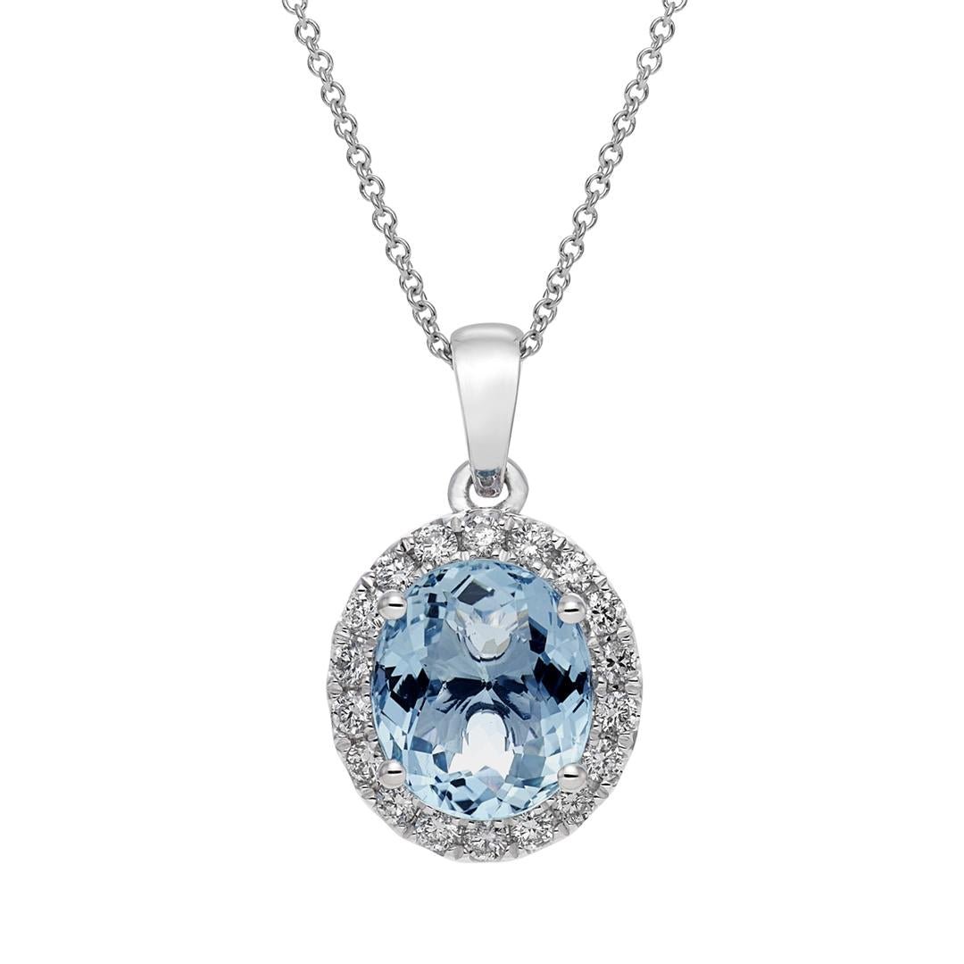 Aquamarine & Diamond Pendant - Dracakis Jewellers