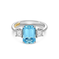 Aquamarine & Diamond Three Stone Ring - Dracakis Jewellers