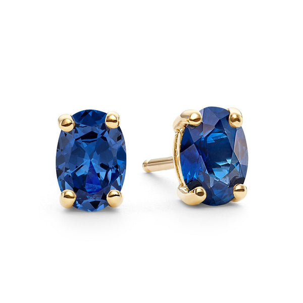 Oval Sapphire and Diamond White Gold Earrings | KLENOTA