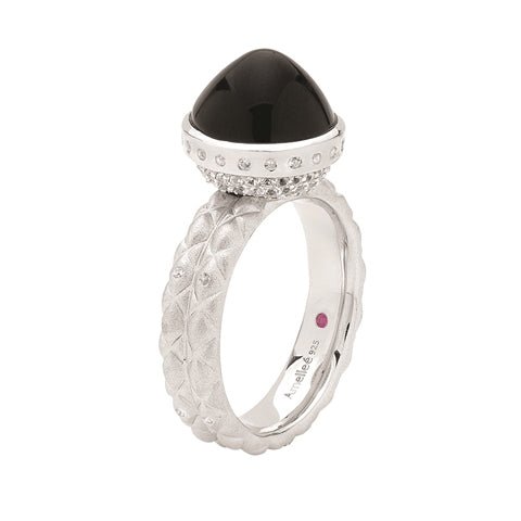 Black Onyx & White Topaz Dress Ring - Dracakis Jewellers