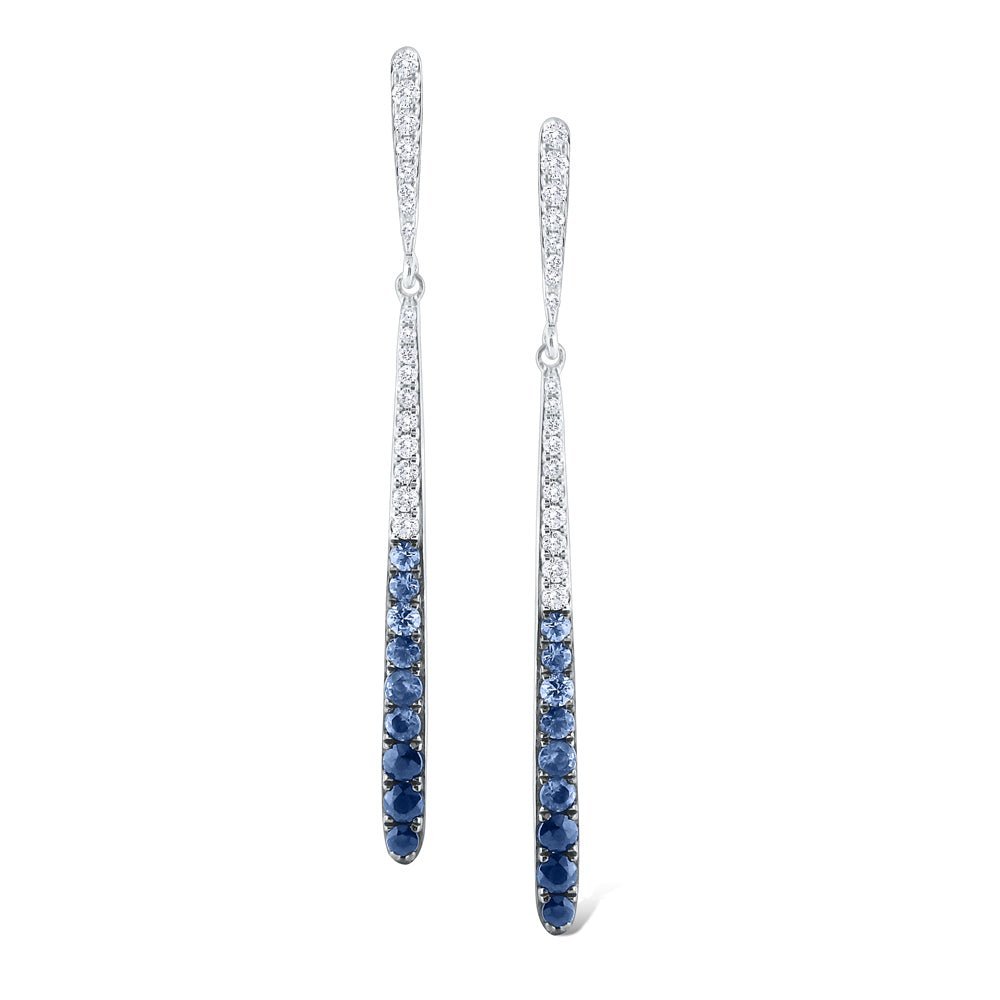 Blue Ombré Sapphire & Diamond Earrings - Dracakis Jewellers