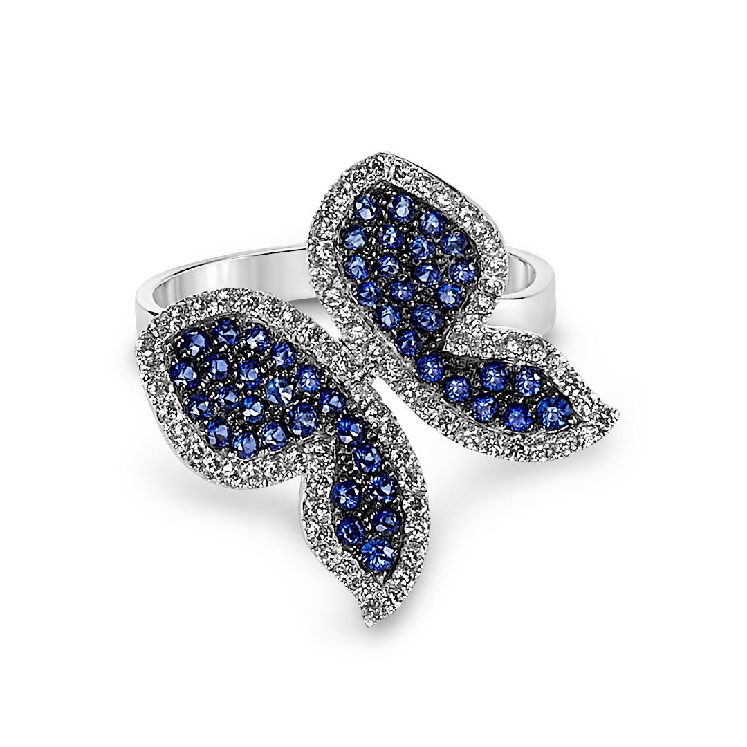 Blue Sapphire & Diamond Butterfly Ring - Dracakis Jewellers